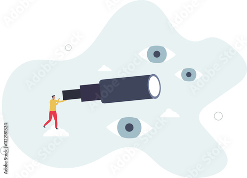 Search for opportunity, business vision, success direction or finding new employee, career future,flat characters.