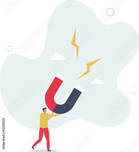 Business attraction or charisma with power to draw or attract business opportunity, money or customers concept.flat characters.
