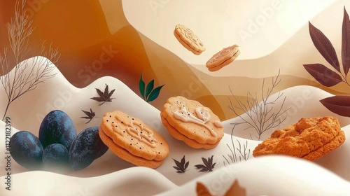 Eco-Friendly Illustration of Flying Cookies in Nature