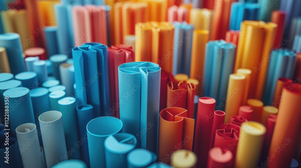 Obraz premium Colorful Paper Cylinder Abstract Background Texture Design