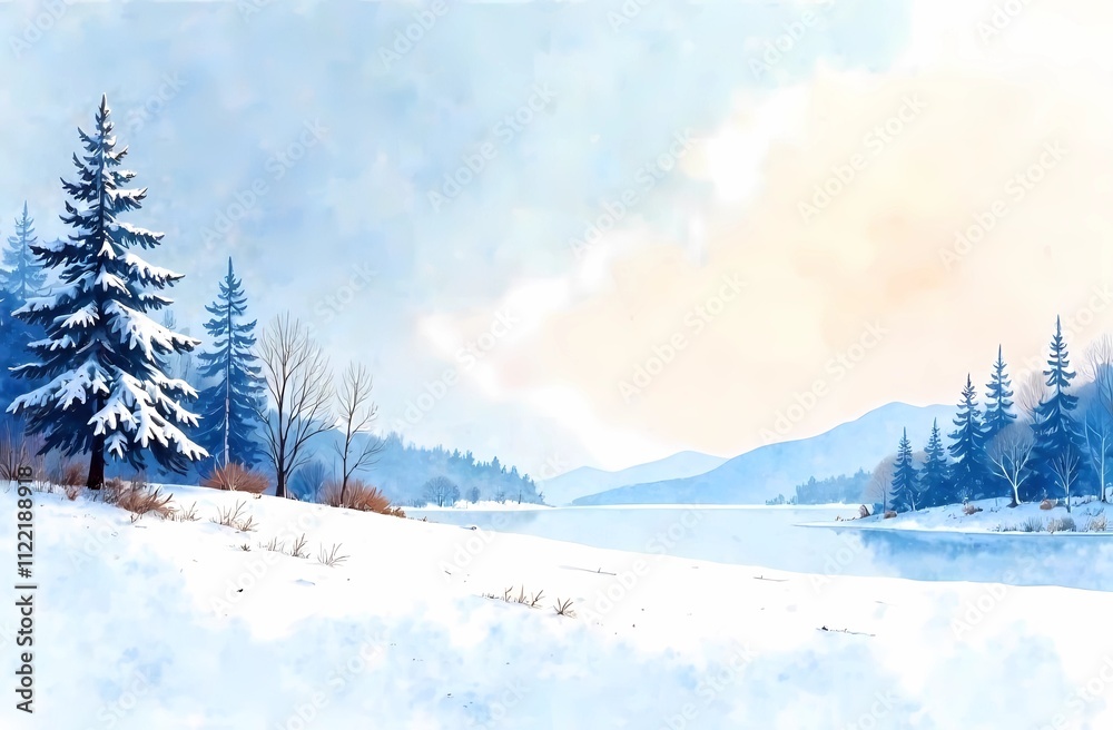 Obraz premium Panoramic winter background with space for copying