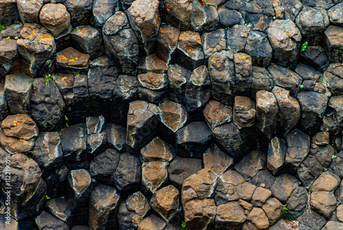 Basalt Cliffs in Breidafjordur Fjord of Iceland.  photo