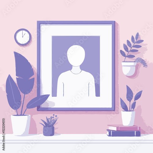 Home Environment: Modern Minimalistic Interior Design with Nature-inspired Artistic Decor Featuring Wall Art and Indoor Plants