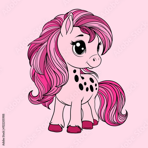 pink unicorn vector illustration. Magical horse. 