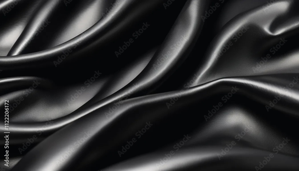 Obraz premium Black shining draped material as a background. 