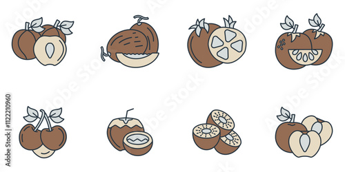 Fruits icons set . Fruits pack symbol vector elements for infographic web