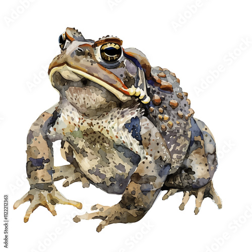 A watercolor painting of a Toad, isolated on a white background. Toad vector.