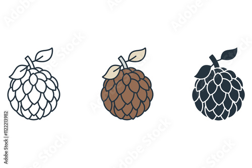 Custard apple icons symbol vector elements for infographic web