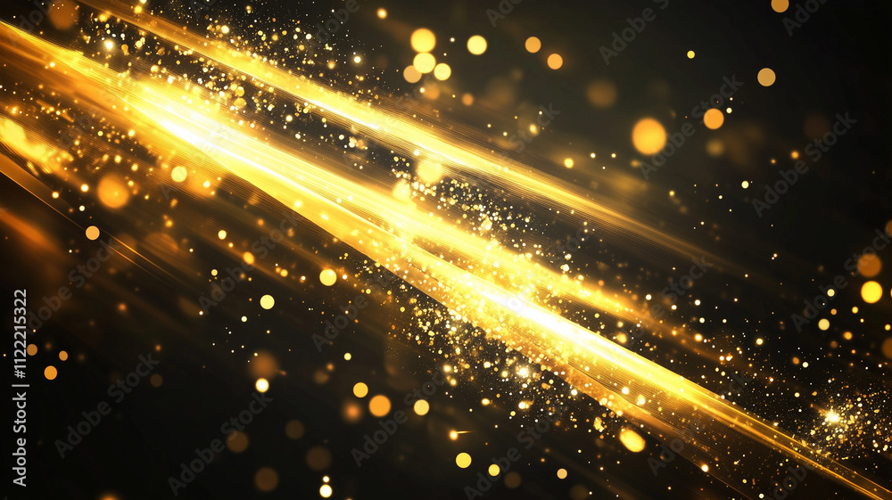 Obraz premium Abstract Golden Light Waves on Dark Background 