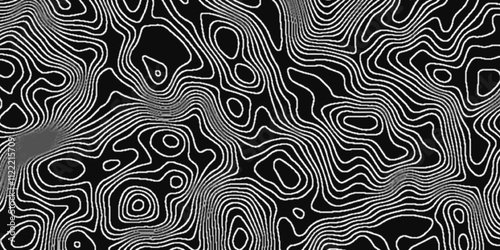Abstract topographic black wave line topo map contour modern design white background. Wavy topography geography design map, texture, line, adventure, mountain, sport vector illustration.