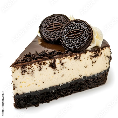 Oreo cheesecake on a white background