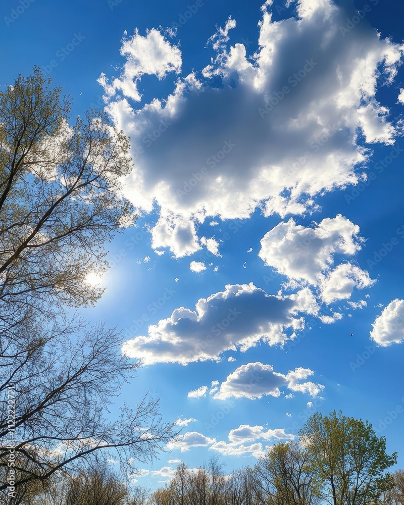 Endless Blue Sky Adorned With Fluffy Clouds and Gentle Sunlight on a Serene Afternoon Endless Blue Sky Adorned With Fluffy Clouds and Gentle Sunlight on a Serene Afternoon