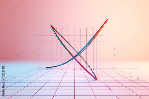 3D Illustration of Traditional XY Axis in Cartesian Coordinate System photo