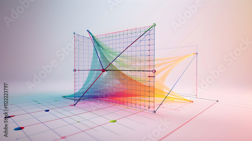 3D Illustration of Traditional XY Axis in Cartesian Coordinate System photo