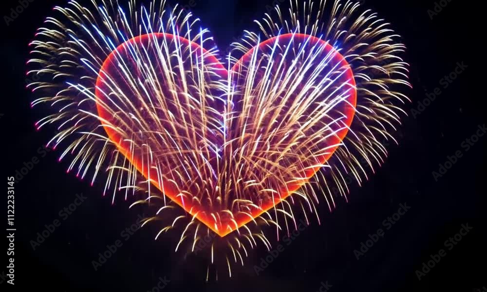 heart shaped fireworks video 