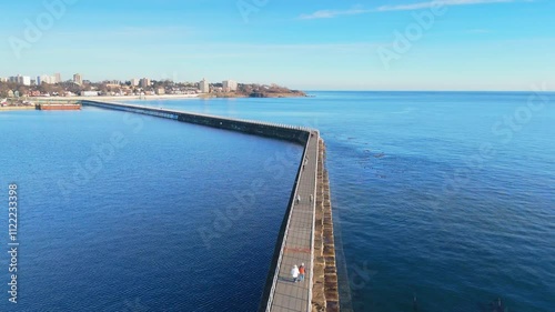 Wallpaper Mural Aerial view of the Ogden Point Breakwater, a popular maritime walkway in Victoria, British Columbia, Canada. Torontodigital.ca