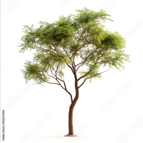 a photograph of an acacia cultriformis from eyelevel on a white background photo