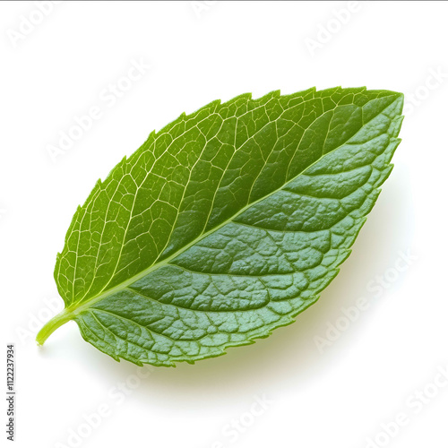 image of a wintergreen mint leaf on a white background photo