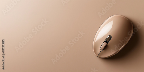 Sleek wireless mouse placed on a smooth beige surface in a well-lit workspace for productivity enhancement photo