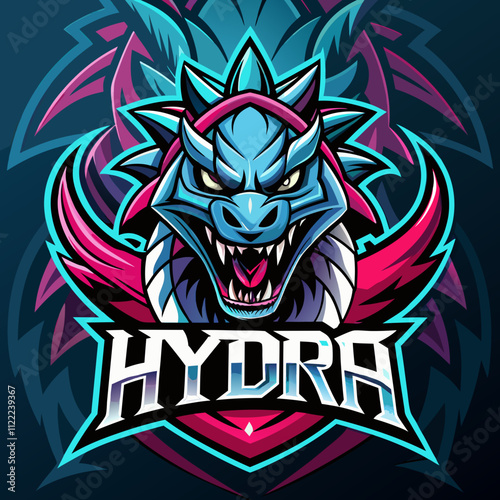 Dynamic hydra esports logo featuring a fierce dragon design in vibrant colors