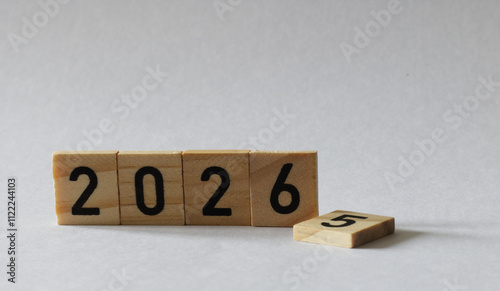 turn of the year 2025 2026 wooden blocks