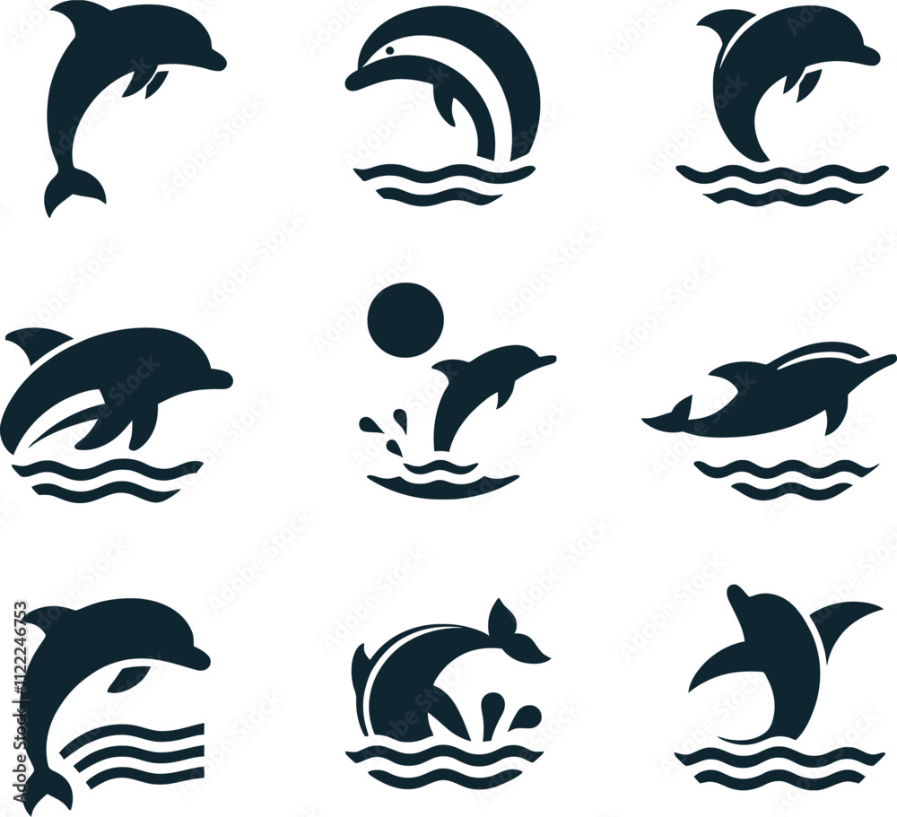 Obraz premium set of a dolphin vector