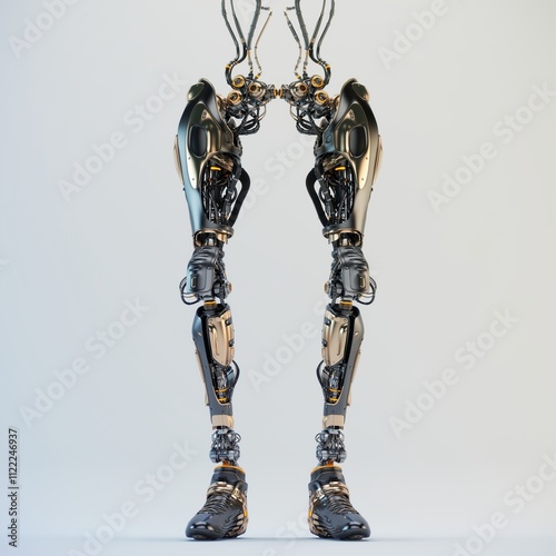 Canvas Print Futuristic robotic legs with intricate mechanical design and advanced technology