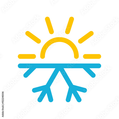 Sun and snowflake icon. Hot and cold