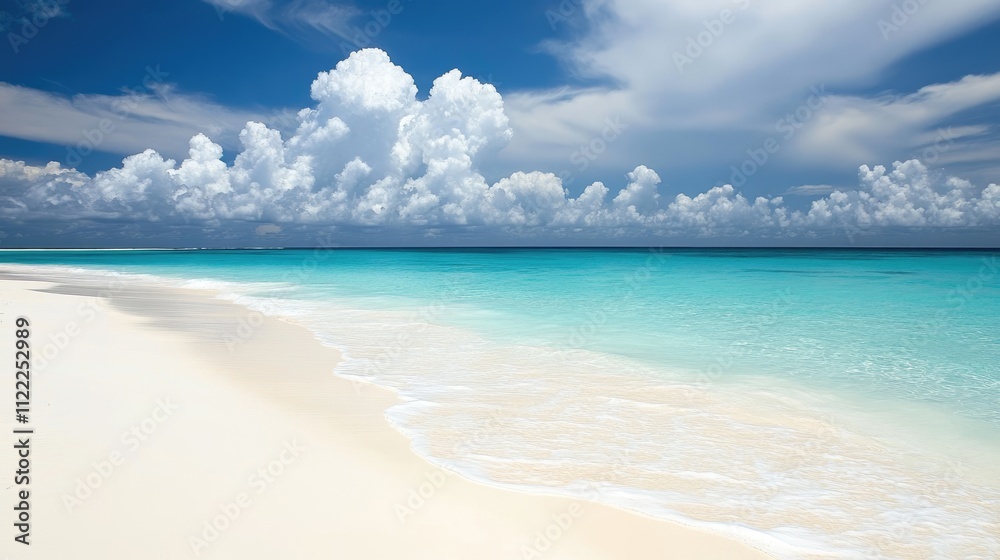 Fototapeta premium Tranquil Beach View with Clear Turquoise Water and Blue Sky