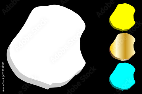3D map of Nauru (Republic of Nauru, Pleasant Island) - white, yellow, blue and gold - vector illustration
