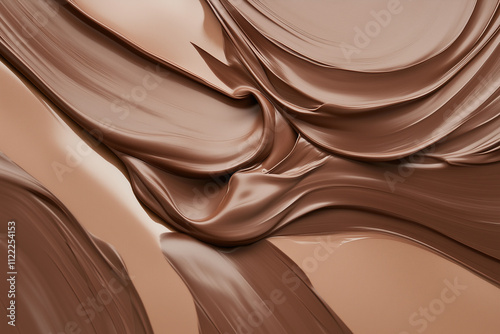 Abstract background of brown flowing creamy chocolate, concept for Pantone's 2025 colour of the year mocha mousse