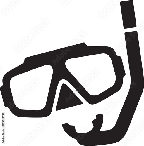 The illustration of a snorkeling gear icon in silhouette
