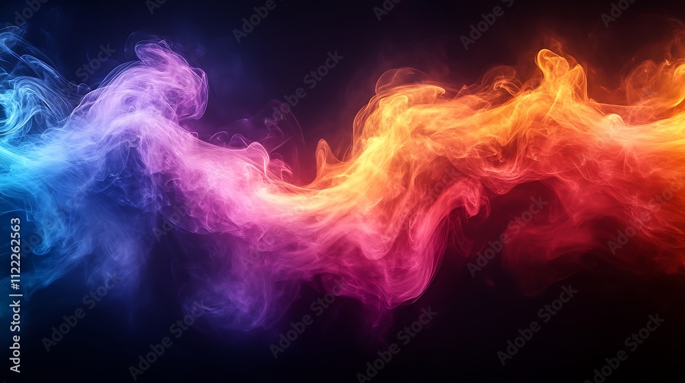 Fototapeta premium Vibrant swirling rainbow smoke abstract background