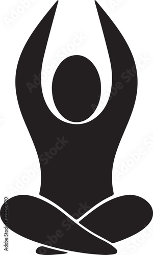 The illustration of a stickman meditating in silhouette