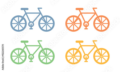 Vector Bicycle Icons In Multiple Color