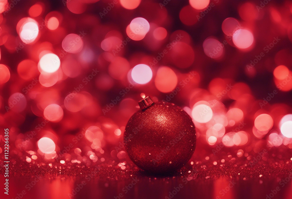 A vibrant red holiday background featuring sparkling glitter and bokeh lights creating a magical fes A vibrant red holiday background featuring sparkling glitter and bokeh lights creating a magical fes