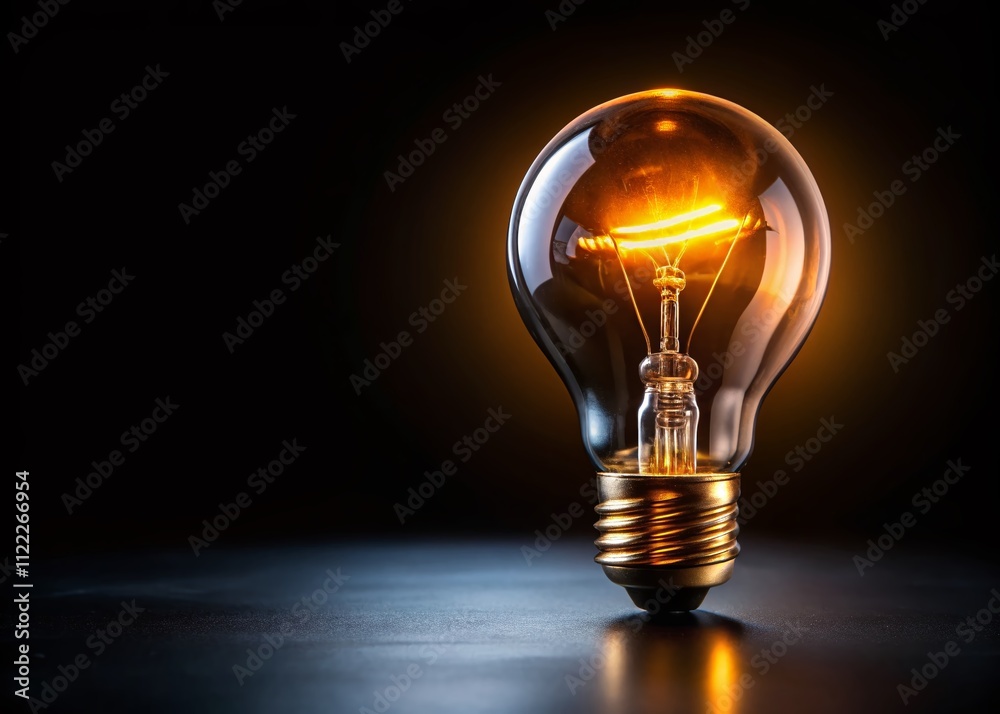 Illuminating Ideas: A Bright Light Bulb on a Black Background with Ample Copy Space for Creative Projects and Marketing Needs Illuminating Ideas: A Bright Light Bulb on a Black Background with Ample Copy Space for Creative Projects and Marketing Needs