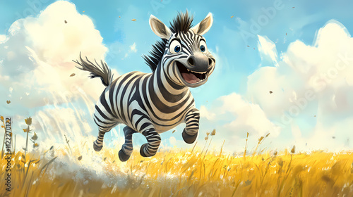 Zeke the zephyr zebra a zebra with the power to contro game concept cartoon. Zephyr. Illustration photo