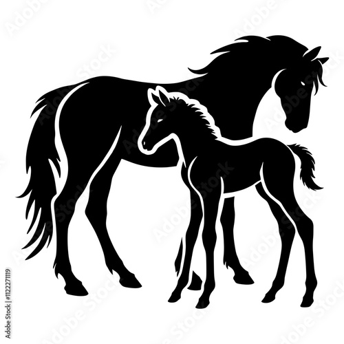 Mare and Foal Silhouette Design