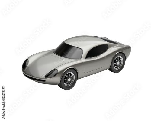 Classic silver sports car model on display in a minimalist setting with sleek design and attention to detail photo