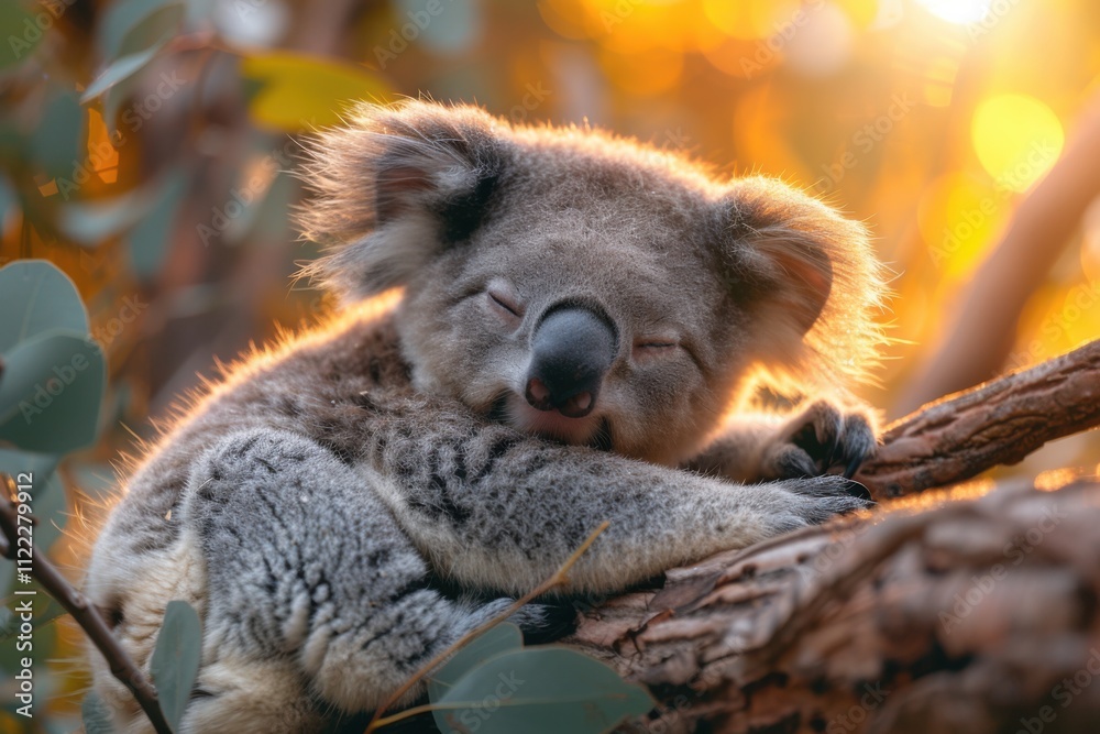 Fototapeta premium Peaceful Koala Resting in a Eucalyptus Tree