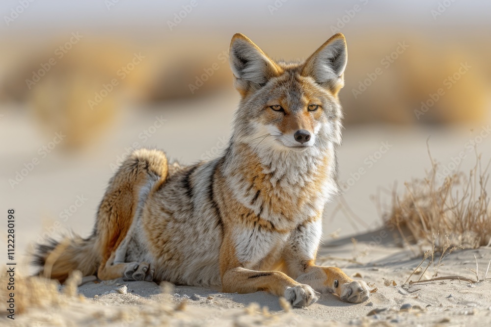 Obraz premium Solitary Coyote in Desert at Dusk