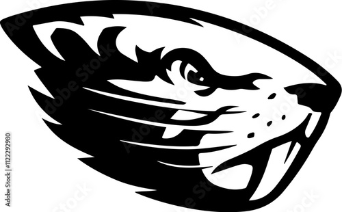 Beaver head. Sport team or club mascot. Design element for logo, label, emblem, sign. Vector illustration.
