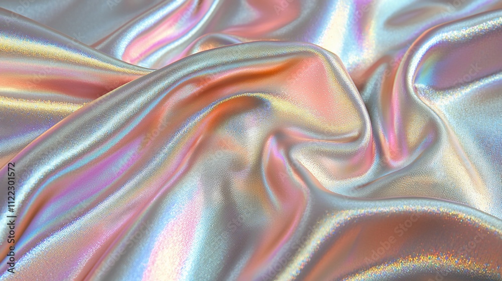 Obraz premium Iridescent pastel fabric with flowing folds and shimmering texture.