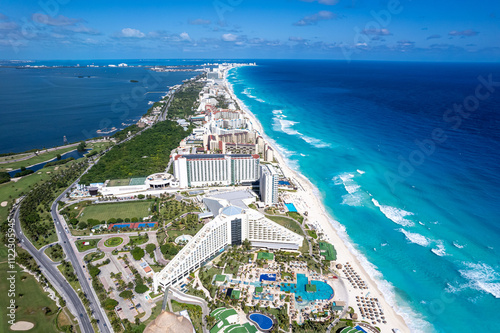 Aerial View of Cancun Hotel Zone from El Mirador photo
