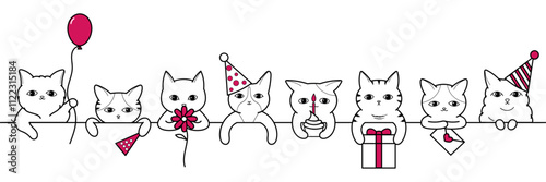 Cute cats celebration banner for birthday and christmas