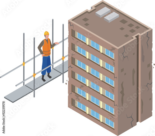 修繕を行う老朽化したマンション