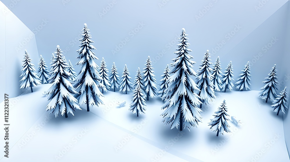 Obraz premium Snowy countryside and forest in winter Rovaniemi