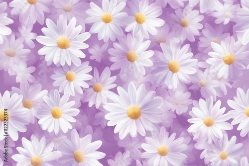 Close-up of Delicate White Daisies on a Lavender Background