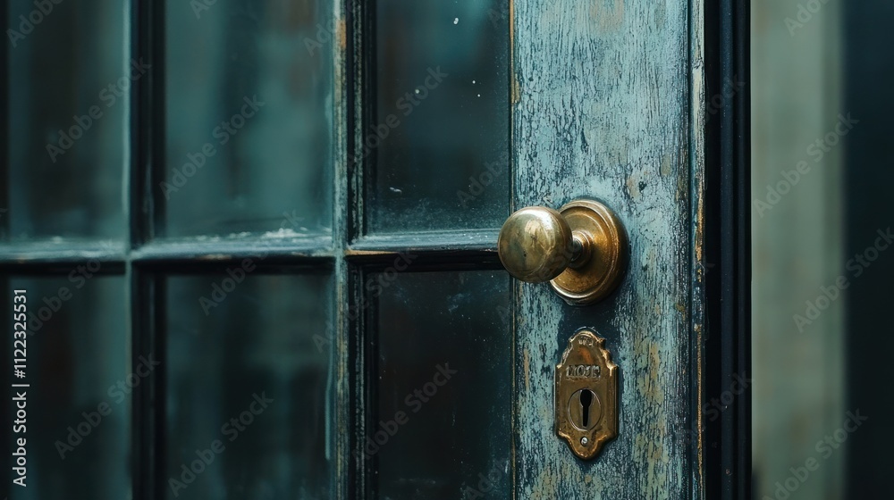 Obraz premium Close up view of vintage Door handle, Interior design architecture theme background